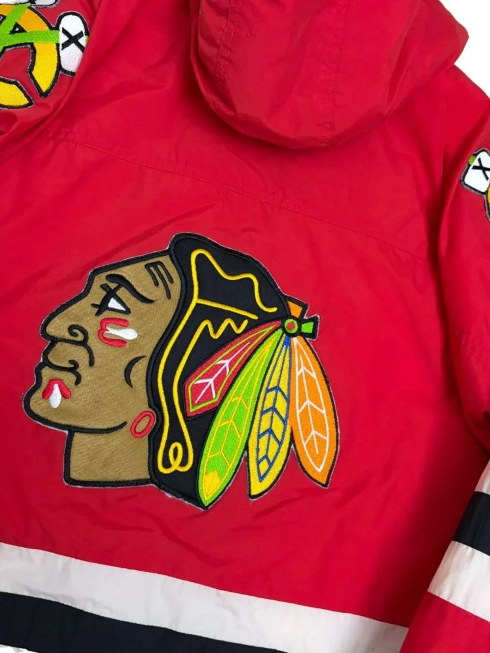 Vintage 90s APEX ONE Chicago Blackhawks Jacket Winter Parka Puffer Coat Mens M